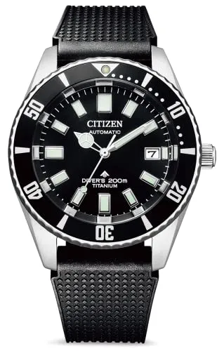 Citizen Herren Analog Automatik Uhr NB6021-17E - Armbanduhren für Herren mit 20 bar Wasserdichtigkeit, ideal zum Tauchen, und einem präzisen Automatik-Uhrwerk für zuverlässige Zeitmessung.
