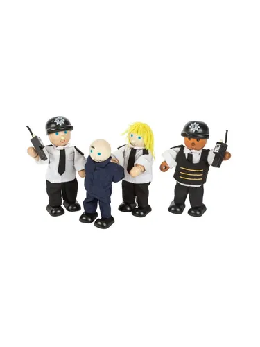 Tidlo Wooden Dollhouse Dolls Police and Crook 4 pcs