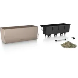 Lechuza Blumenkasten Balconera Color 40 Sandbraun - Garten-Zubehör mit integriertem Wasserspeicher für optimale Pflanzenpflege, stilvolles Design in Sandbraun, ideal für Balkone und Terrassen.