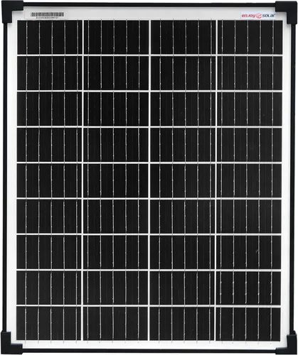 enjoy solar® 30W Monokristallines Solarmodul mit schwarzem Rahmen - Hochwertiges Solarmodul für autarke Energieversorgung, mit 23,1% Wirkungsgrad und edlem Design. Ideal für alle, die auf nachhaltige Energie setzen.
