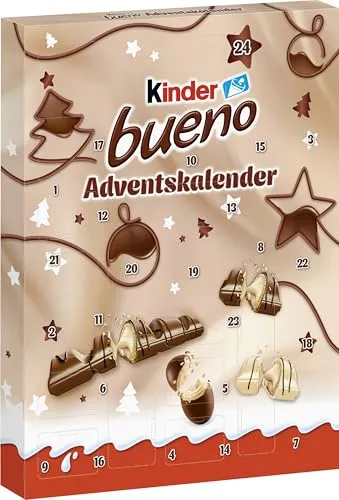 kinder bueno Adventskalender 2025 – Süßigkeiten für die Vorweihnachtszeit - Entdecke täglich 4 verschiedene Leckereien von kinder bueno und genieße die süße Vorfreude auf Weihnachten. Ideal für Schoko-Fans und eine besondere Überraschung in der Adventszeit.