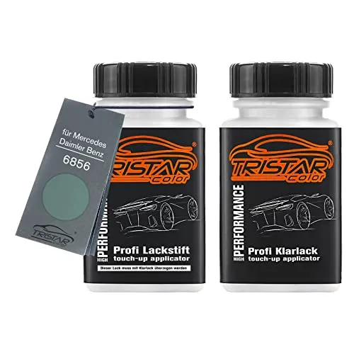 TRISTARcolor Autolack Lackstift Set für Mercedes/Daimler Benz 6856 Tropengrün Metallic Basislack Klarlack je 50ml