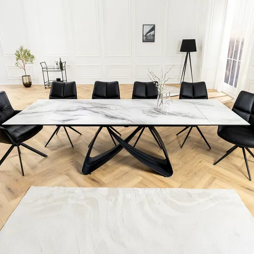 riess-ambiente Esstisch INFINITY 180-260cm - Ausziehbarer Esstisch mit eleganter Keramik-Platte im Marmor-Design, ideal für 8-10 Personen. Perfekt für stilvolle Esszimmer oder Konferenzen, pflegeleicht und robust.