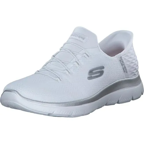 Skechers Slip-Ins Damen Sneaker Weiß EU 39 - Damen-Sneaker mit weichem Mesh-Obermaterial und Batikdruck. Ideal für sportliche Aktivitäten, leicht und flexibel mit stoßdämpfender Zwischensohle und komfortabler Memory-Schaum-Einlegesohle.