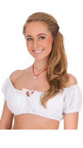 Nübler Dirndlbluse Dirndlbluse Kurzarm Claudia in Weiß mit Carmenausschnitt von Nübler