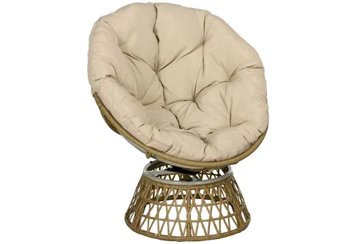 MC Star Gartensessel Korbsessel Rattansessel Outdoor-Sessel, Boho-Stil (wetterbeständig) - Genießen Sie stilvolle Entspannung mit dem drehbaren Korbsessel. Aus wetterfestem PE-Rattangeflecht und mit 10 cm dickem Kissen für hohen Sitzkomfort. Ideal für Garten und Terrasse.