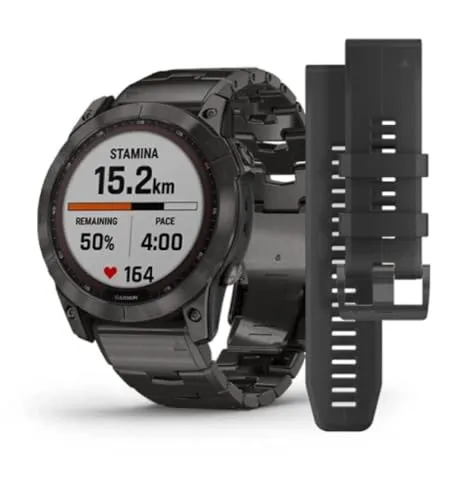 Garmin Fenix 7X Sapphire Solar mit Titanarmband schiefergrau/schiefergrau