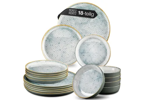 Moritz & Moritz TERRA 18-tlg Geschirrset für 6 Personen - Kombiservice in strahlendem Azurblau aus hochwertigem Porzellan, ideal für festliche Anlässe und den Alltag - perfekt für kulinarische Meisterwerke.