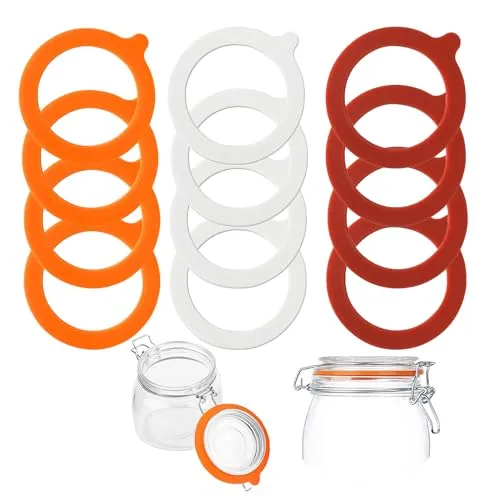 SHULLIN 12 Stück Dichtringe für Einweckgläser Silikon Glasdichtungen Gummiringe für Gläser Gummiringe Ersatz Einmachringe Silikon Einkochringe Auslaufsicher Dichtringe 68x94 mm für Einmachgläser