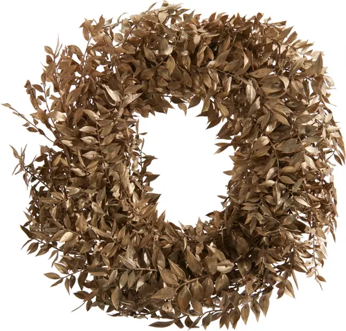 Getrockneter Ruscuskranz Gold Wash in gold von Othmar Decorations