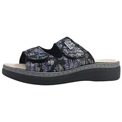 Rohde Damen Pantolette Abano 5224 - Komfort mit Klettverschluss - Pantoletten aus Velourleder mit rutschfester PU-Sohle und Wechselfußbett für individuellen Komfort. Ideal für Alltag und Freizeit.