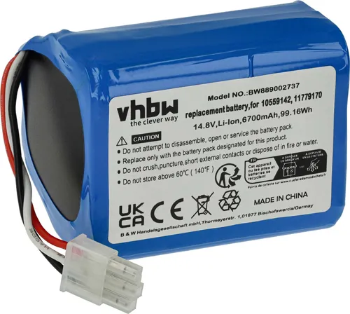 vhbw Akku Ersatz für Miele 11779170, 10559142 für Saugroboter (6700 mAh, 14,8 V, Li-Ion, ohne Gehäuse)