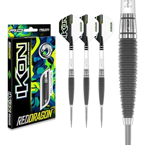 RED DRAGON Ikon 1.1 25 Gramm Professionelles Wolfram Steeltip Dart Set mit Flights und Schäften