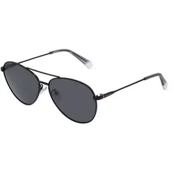 Polaroid PLD 4142/G/S/X Unisex-Sonnenbrille - Vollrand Pilot Sonnenbrille mit schwarzem Metall-Gestell und grauen Gläsern, ideal für stilbewusste Männer und Frauen.