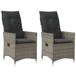 vidaXL Gartensessel mit Kissen - Verstellbarer Loungesessel für Außenbereich - Lounge- & Cocktailsessel mit langlebigem PE-Rattan, verstellbarer Rückenlehne und dick gepolsterten Kissen für höchsten Komfort im Garten.