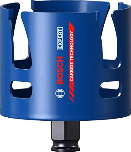 Bosch Lochsäge Expert Construction Ø 80mm - Lochsäge für Holz, Kunststoff und Ziegel, mit Carbide Technology für bis zu 50-mal längere Lebensdauer und effiziente Spanabfuhr.