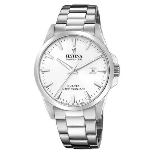 Festina Quarzuhr F20024/2 – Elegante Swiss Made Armbanduhr - Herrenuhr und Damenuhr mit Edelstahlband, wasserdicht bis 10 bar und Saphirglas für höchste Kratzfestigkeit. Ideal für stilbewusste Träger.