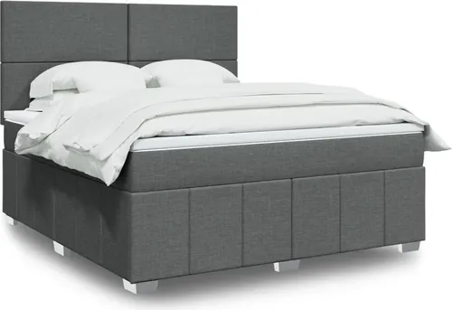 vidaXL Boxspringbett Dunkelgrau 180x200 cm mit Matratze - Betten: Boxspringbett mit Taschenfederkernmatratze und höhenverstellbarem Kopfteil. Genießen Sie maximalen Komfort und eine stimmungsvolle LED-Beleuchtung für eine entspannte Nachtruhe!