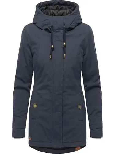 Ragwear Damen Winterparka warme Winterjacke mit Kapuze Monadena Parka YOUMODO Navy Gr. M