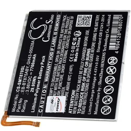 Powery Akku für Samsung Galaxy Tab S7 5G - 7760 mAh - Notebook-Akku mit 7760 mAh, zuverlässige Li-Polymer-Technologie für lange Laufzeiten und optimale Leistung Ihres Samsung Galaxy Tab S7 5G.
