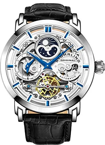 Stuhrling 371 01 Automatische Skelett Doppelzeit Uhr