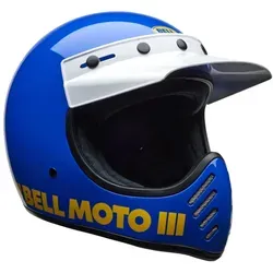Bell Moto-3 Classic Motocrosshelm - Blau/Gelb - S - Motorradhelm mit legendärem Originaldesign, leichtem Fiberglas-Verbundmaterial und innovativem Ventilationssystem für optimalen Komfort und Sicherheit.