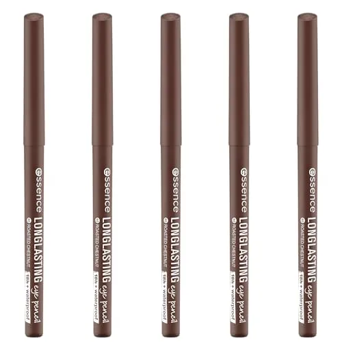essence LONG-LASTING eye pencil, Nr. 40, Braun, langanhaltend, farbintensiv, vegan, wasserfest, ohne Mikroplastikpartikel, Nanopartikel frei, 5er Pack (5x0.28g)