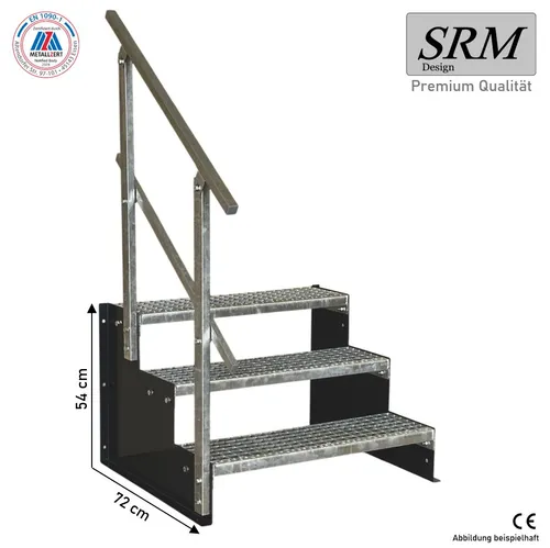 Standtreppe freistehend 3 Stufen Anthrazit Stahl
