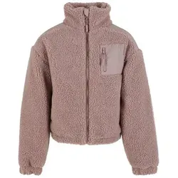 Urban Classics Kinder Winterjacke Girls Sherpa Mix Jacket - Jacken für Mädchen: Weiche Sherpa-Fleecejacke mit durchgehendem Reißverschluss, ideal für kalte Tage und aktive Mädchen.
