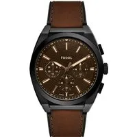 Fossil Chronograph EVERETT FS6108 Edelstahl - Armbanduhren für Herren - Stilvoller Chronograph aus robustem Edelstahl mit schwarzem Zifferblatt, ideal für den täglichen Gebrauch.