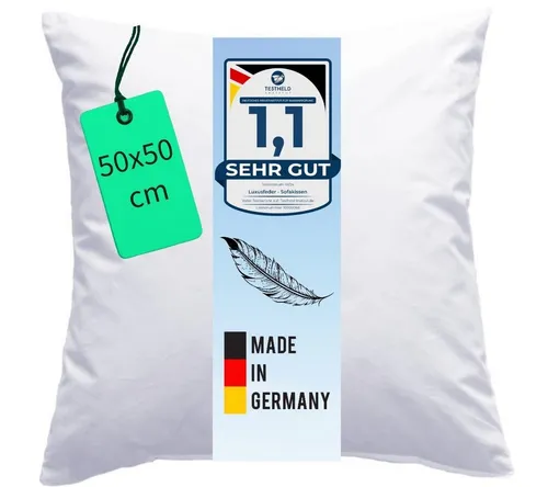 Luxusfeder Kissenfüllung Daunenkissen 50x50 cm Daunenfüllung Sofakissen Füllkissen, Made in Germany