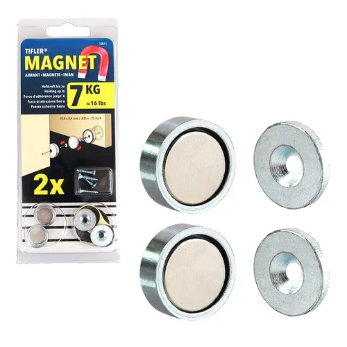 Tifler Türschnapper, magnetisch, zum bündigen Versenken, 16 mm, 2 Stück Magnete