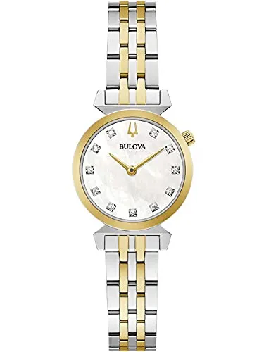 Bulova Classic Regatta 98P202 Armbanduhr mit 11 Diamanten - Elegante Damen-Armbanduhr mit 11 funkelnden Diamanten, wasserdicht bis 30 m und einem stilvollen perlmuttfarbenen Zifferblatt. Perfekt für besondere Anlässe oder den Alltag.
