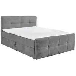 Mid.you Boxbett, Dunkelgrau, Kunststoff, H2, 9-Zonen, Höhe ca. 24 cm, 180x200 cm, Bettkasten, Topper durchgehend, Schlafzimmer, Betten, Doppelbetten