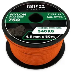 GO!elements Paracord 750 - 4,5mm Seil orange 50m
