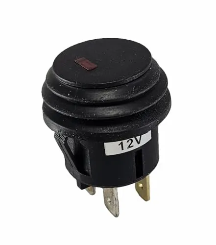KFZ Wasserdichter Druckknopfschalter 12V 20A, mit roter punkt LED, Snap-in Montage in 20mm Bohrung EIN/AUS 3-polig Schalter für PKW LKW Boote ASW-29D