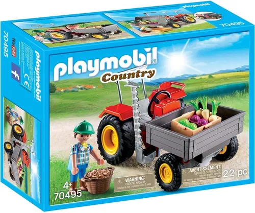 Playmobil 70495 - Gemüsebauer mit Erntetraktor, inklusive Bauer-Figur und Gemüse, ideal für kreative Spielstunden