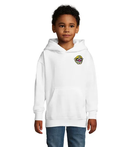 Blondie & Brownie Hoodie WarioPatch Kinder Hoodie Gaming Motiv Baumwolle Freizeit Retro (Einzelhoodie, Einzelartikel) Wario Patch K Hoodie Pixel Jump Kids