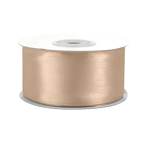 Satinband 38mm x 25m Rolle - FARBAUSWAHL in 3/6/12/18/25/38/50/75/100mm - farbecht & waschbar - Schleifenband für Hochzeit - Geschenkband zum Verpacken Dekorieren Basteln - Beige 835