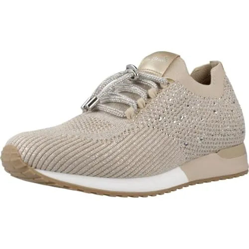 La Strada Damen-Sneaker 2400409 beige/Silver Gr. 39 - Softe, herausnehmbare Decksohle und rutschhemmende Laufsohle mit Strasssteinbesatz für einen stylishen Look und hohen Tragekomfort.