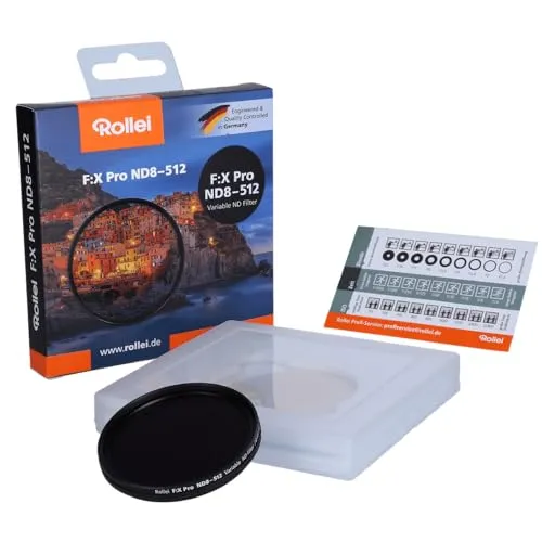Rollei Variabler F:X Pro ND8 bis ND512 Rundfilter, aus Gorilla ® Glas mit 3-9 Blendenstufen Verdunkelung, Size:58 mm