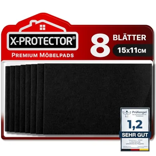 X-Protector Filzgleiter 8 Stück 15 x 11cm in schwarz von X-Protector