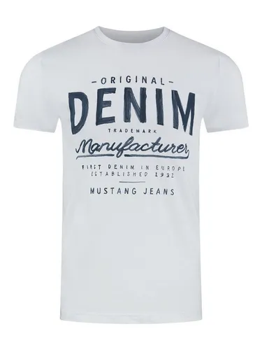 MUSTANG T-Shirt Herren Printshirt Basic Print Regular Tee (1-tlg) Kurzarm Tee Shirt mit Rundhalsausschnitt aus 100% Baumwolle