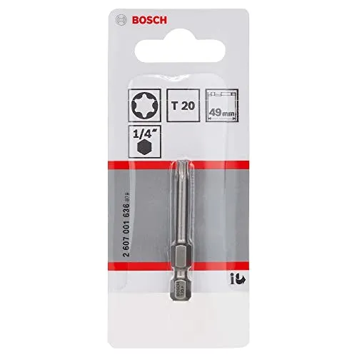 Bosch Professional Bit Extra-Hart für Innen-Torx-Schrauben (T20, Länge: 49 mm, 1 Stück), 2607001636