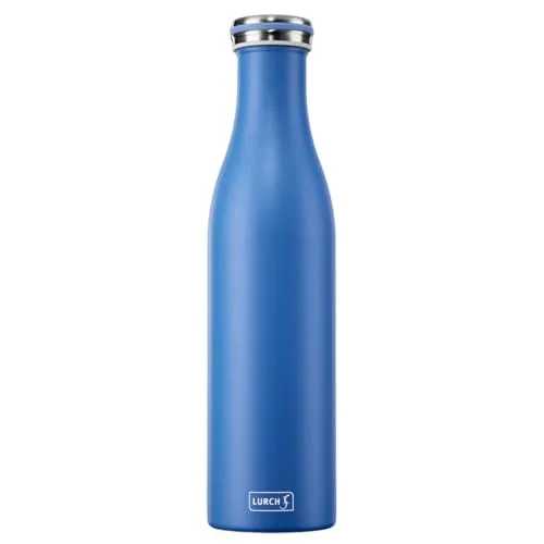 Lurch Isolierflasche 0,75 Liter Azur - Stylisches Design - Isolierflasche aus Edelstahl, hält Getränke bis zu 12 Stunden heiß oder kalt. Ideal für unterwegs, geschmacksneutral und 100% dicht, auch für kohlensäurehaltige Getränke.