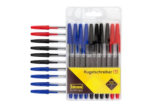 Idena Kugelschreiber Idena 500234 - Kugelschreiber, 10 Stück, sortierte Schreibfarben