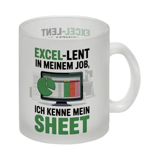 EXCEL-LENT in meinem Job Glas Tasse für Excel-Profis Lustige Tasse perfektes Bürogeschenk für Datenliebhaber