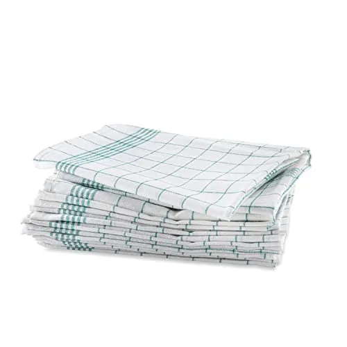 Bertsch Hotelwäsche GmbH 10er Set Geschirrhandtuch aus Halbleinen, kariert, grün-Weiss, 50x70cm (grün)