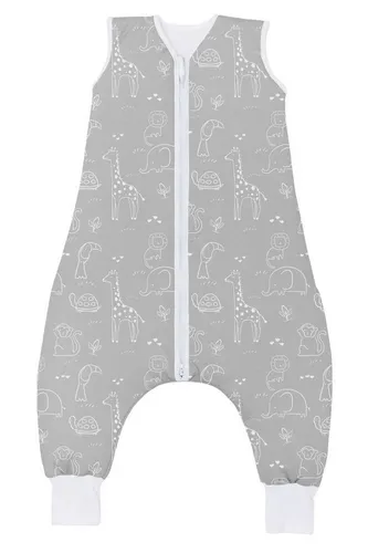 Fillikid Babyschlafsack Sommerschlafsack mit Beinen Exklusiv, Safari Grau - Schlafsäcke für Babys, aus 100% Baumwolle, ideal für warme Nächte und sorgt für einen sicheren Schlaf ab Geburt.