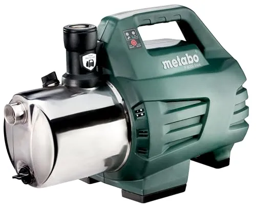 Metabo Gartenpumpe P 6000 Inox - 1300 W, 6000 l/h Fördermenge, wartungsfreier Kondensatormotor und automatischer Trockenlaufschutz für hohe Anwendersicherheit